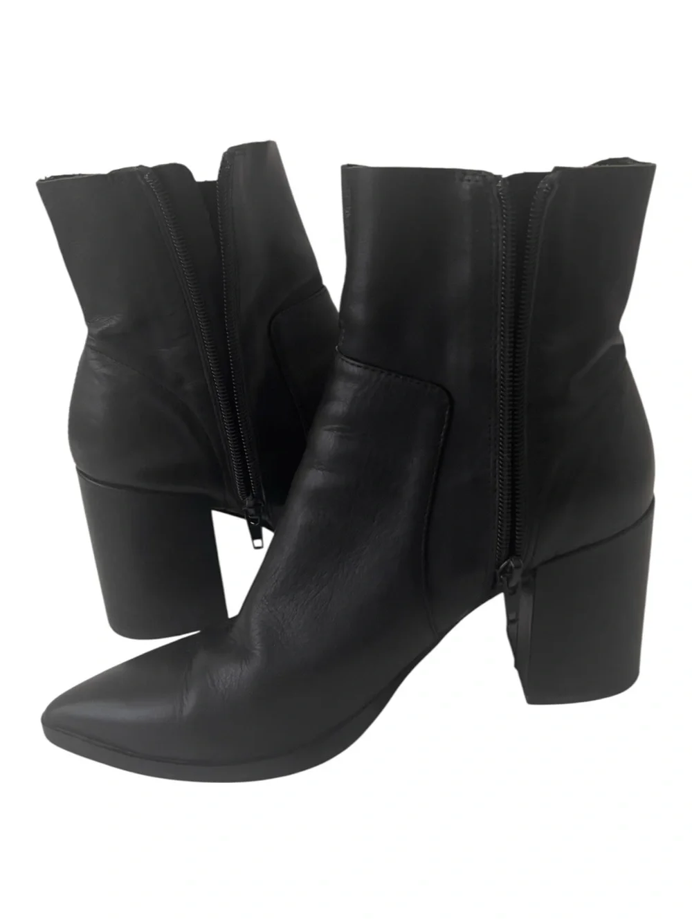 Tony Bianco Black Leather Brazen Luxe  Pointed Toe Booties Size 7.5